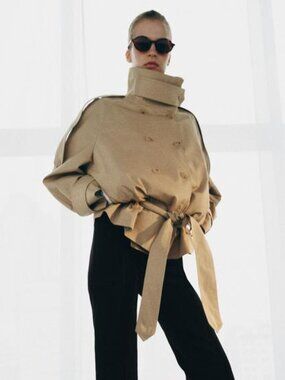 VIRAL ZARA SHORT HIGH NECK TRENCH COAT ZW COLLECTION